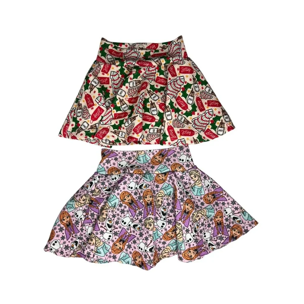 Little Roos Bummies Skorts Lot of 2 Size 3T Christmas Cake and Frozen Prints